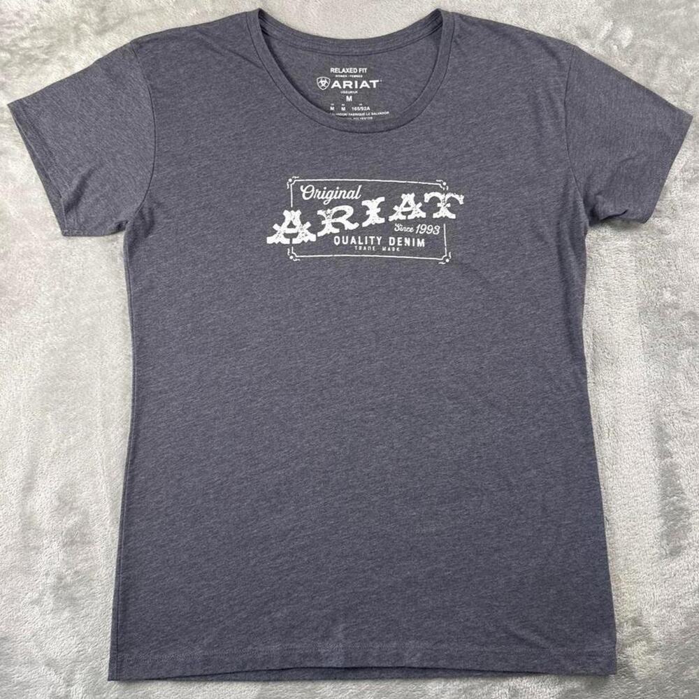 Ariat Women’s Medium Gray Relaxed Fit Logo Graphic T-Shirt Short Sleeve Western